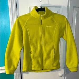 Columbia Zip Up Fleece Jacket Girls 10/12 Lime Green Yellow